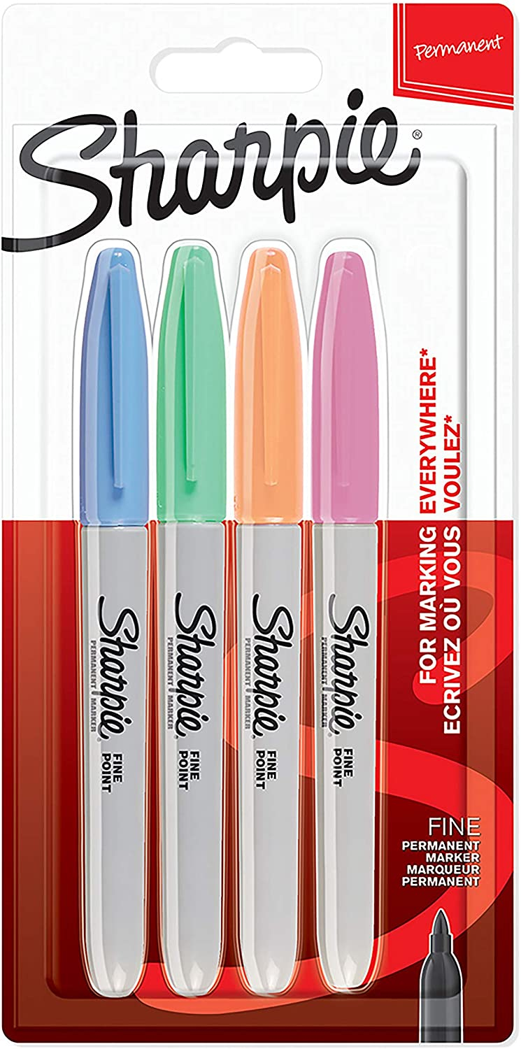 Sharpie Fine Point - Marker - permanent - verschiedene Pastellfarben - fein (Packung mit 4)Permanent Marker - Fine - 4 Pack
