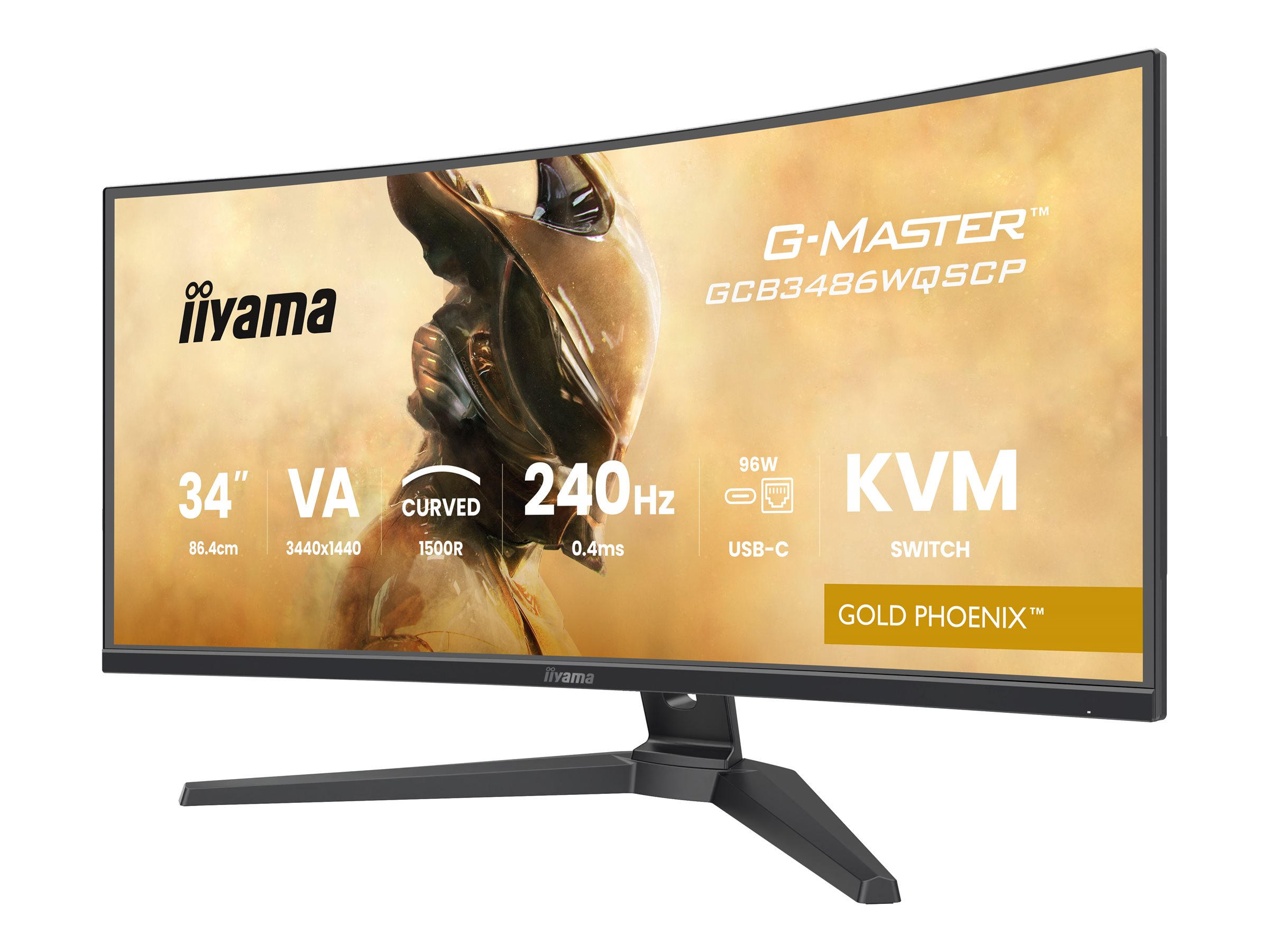 Iiyama G-MASTER Gold Phoenix GCB3486WQSCP-B1 - LED-Monitor - Gaming - gebogen - 86.4 cm (34")(31.4" sichtbar) - 3440 x 1440 UWQHD @ 240 Hz - VA - 500 cd/m² - 4000:1 - 0.4 ms - 2xHDMI - DisplayPort - 2