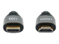 Manhattan HDMI Cable with Ethernet, 8K@60Hz (Ultra High Speed)1m (Braided) - Male to Male - Black - 4K@120Hz - Ultra HD 4k x 2k - Fully Shielded - Gold Plated Contacts -  - Polybag - Ultra High Speed