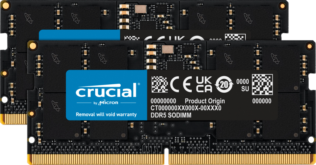 Crucial DDR5 - Kit - 32 GB: 2 x 16 GB - SODIMM 262-PIN - 5600 MT/s / PC5-44800 - CL46 - 1.1 V - non-ECC