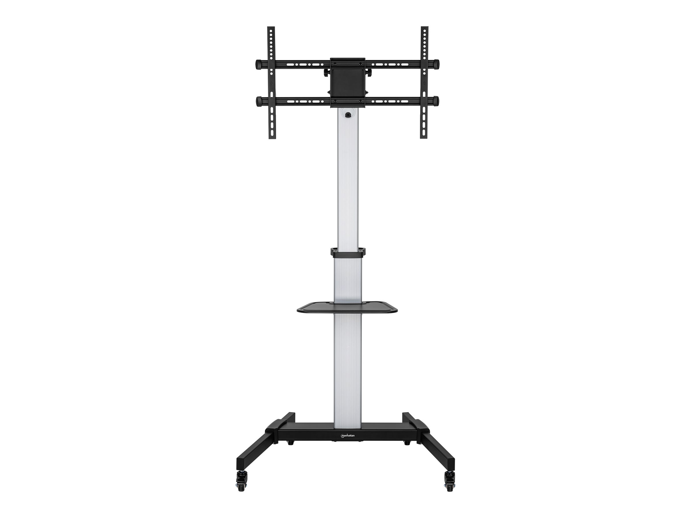 Manhattan TV & Monitor Mount, Trolley Stand, 1 screen, Screen Sizes: 37-86", -10 to 5° Tilt, 90° Rotation, Silver/Black, VESA 200x200 to 600x400mm, Max 50kg, Height adjustable 1200 to 1600mm, AV/Lapto