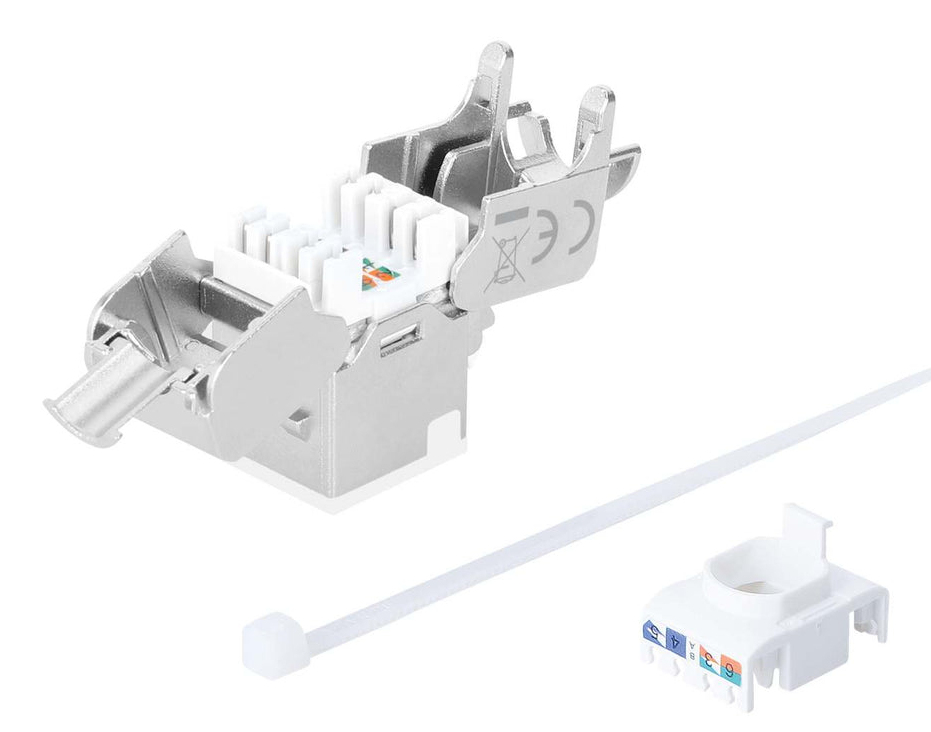 Intellinet Modulare Eingabe - slim, toolless10G - CAT 6a - abgeschirmt - weiß - 1 Anschluss