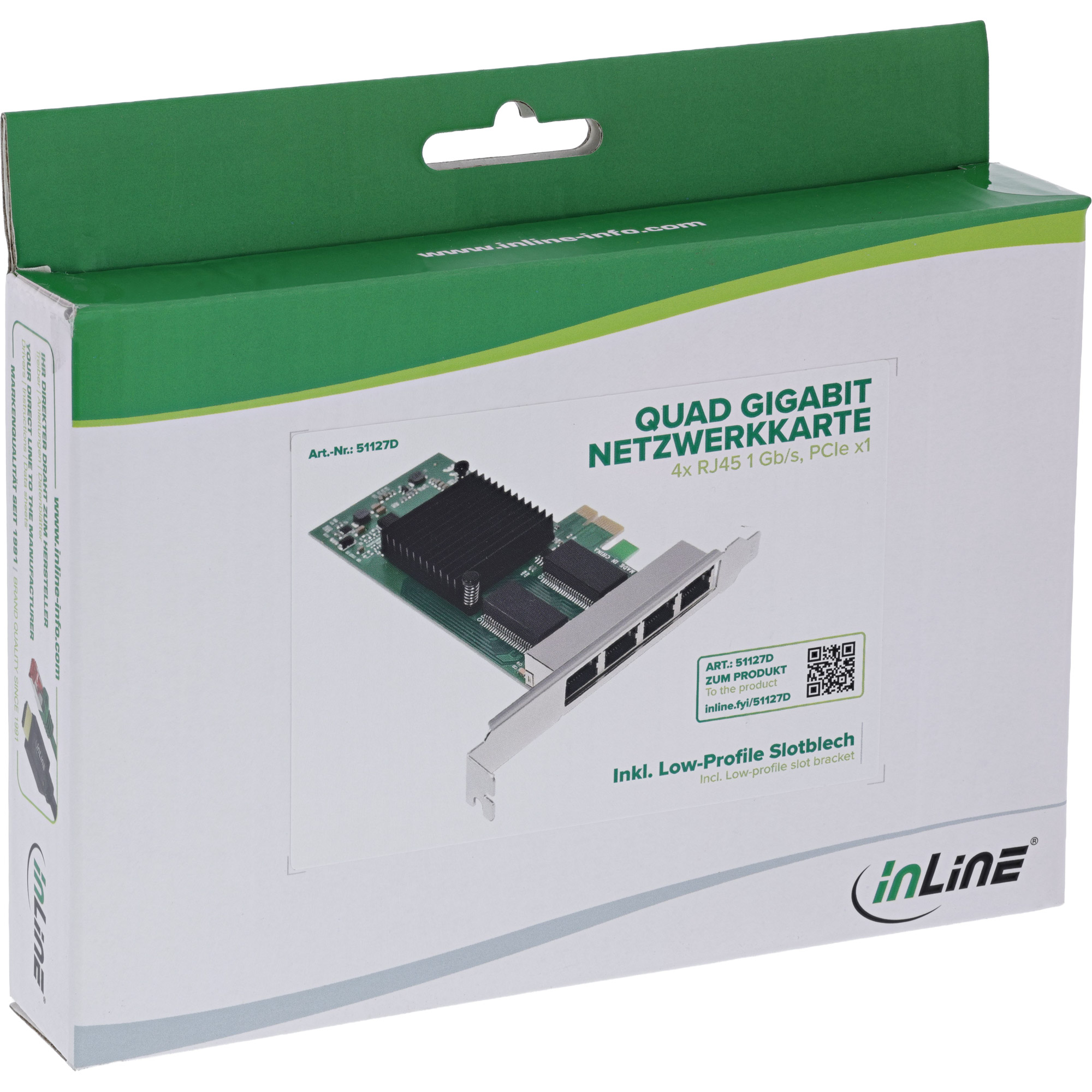 InLine Quad Gigabit Netzwerkkarte - 4x RJ45 1 Gb/s - PCIe x1Gigabit Ethernet x 4