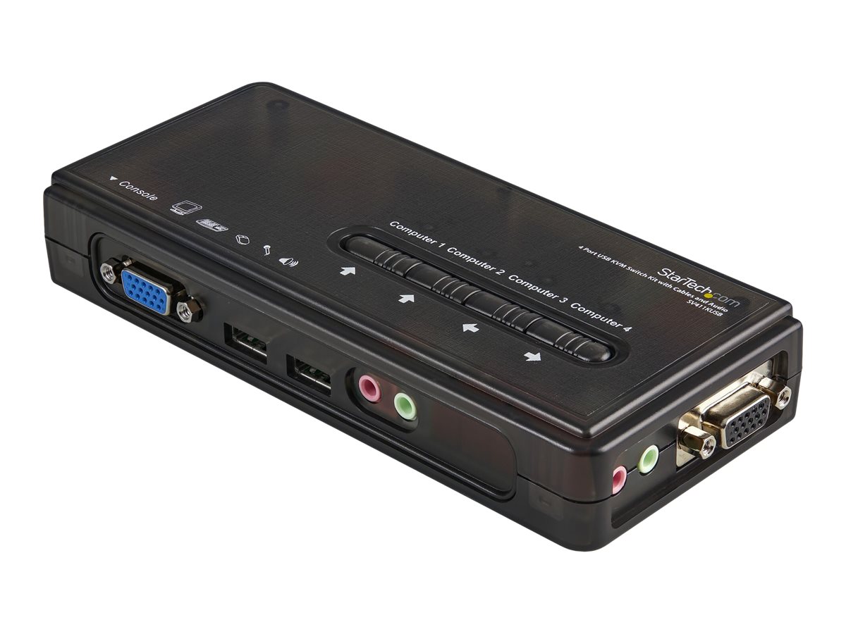 StarTech.com 4 Port VGA / USB KVM Switch inkl.Kabel und Audio - 4-fach VGA Desktop Umschalter - KVM-/Audio-Switch - 4 x KVM/Audio - 1 lokaler Benutzer - Desktop