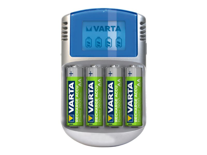 Varta LCD Charger - 2-4 Std. Batterieladegerät - (für 4xAA/AAA)+ AC-Netzteil + Kfz-Netzteil - 4 x Batterien laden - 1400 mA