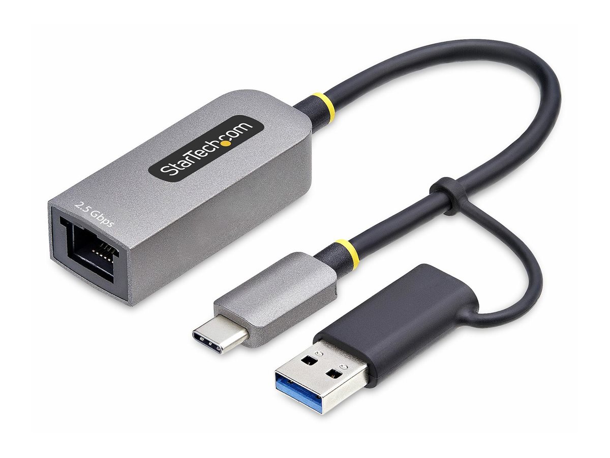 StarTech.com Startech 2.5GbE USB-C to Ethernet Adapter withUSB-A Converter - Netzwerkadapter - USB-C 3.2 Gen 1 / Thunderbolt 3 - 10M/100M/1G/2,5 Gigabit Ethernet - Space-grau