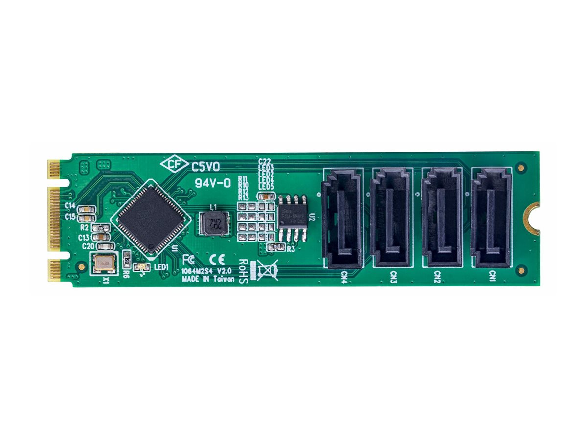 StarTech.com 4-Port M.2 to SATA Adapter CardM.2 PCIe 3.0 to SATA HDD/SSD Expansion Card - ASM1064 Chipset - M.2 NVMe to 4x HDD/SSD for Windows/macOS/Linux - Schnittstellenadapter - SATA - M.2 Card - g