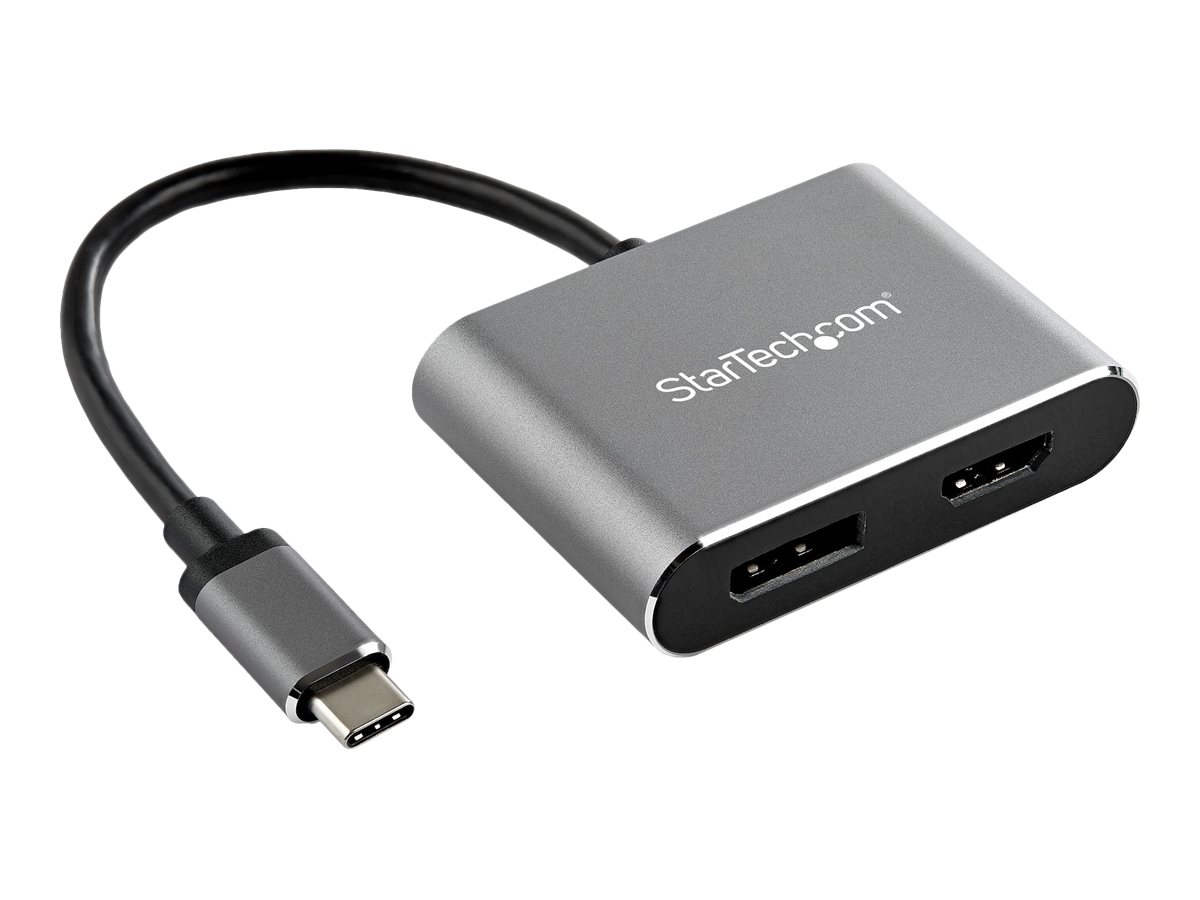 StarTech.com Startech USB C Multiport Adapter - HDMI oder DisplayPort - 4K 60Hz - Videoadapter - USB-C männlich zu HDMI - DisplayPort weiblich - 20.5 cm - Space-grau - 4K Unterstützung - aktiv
