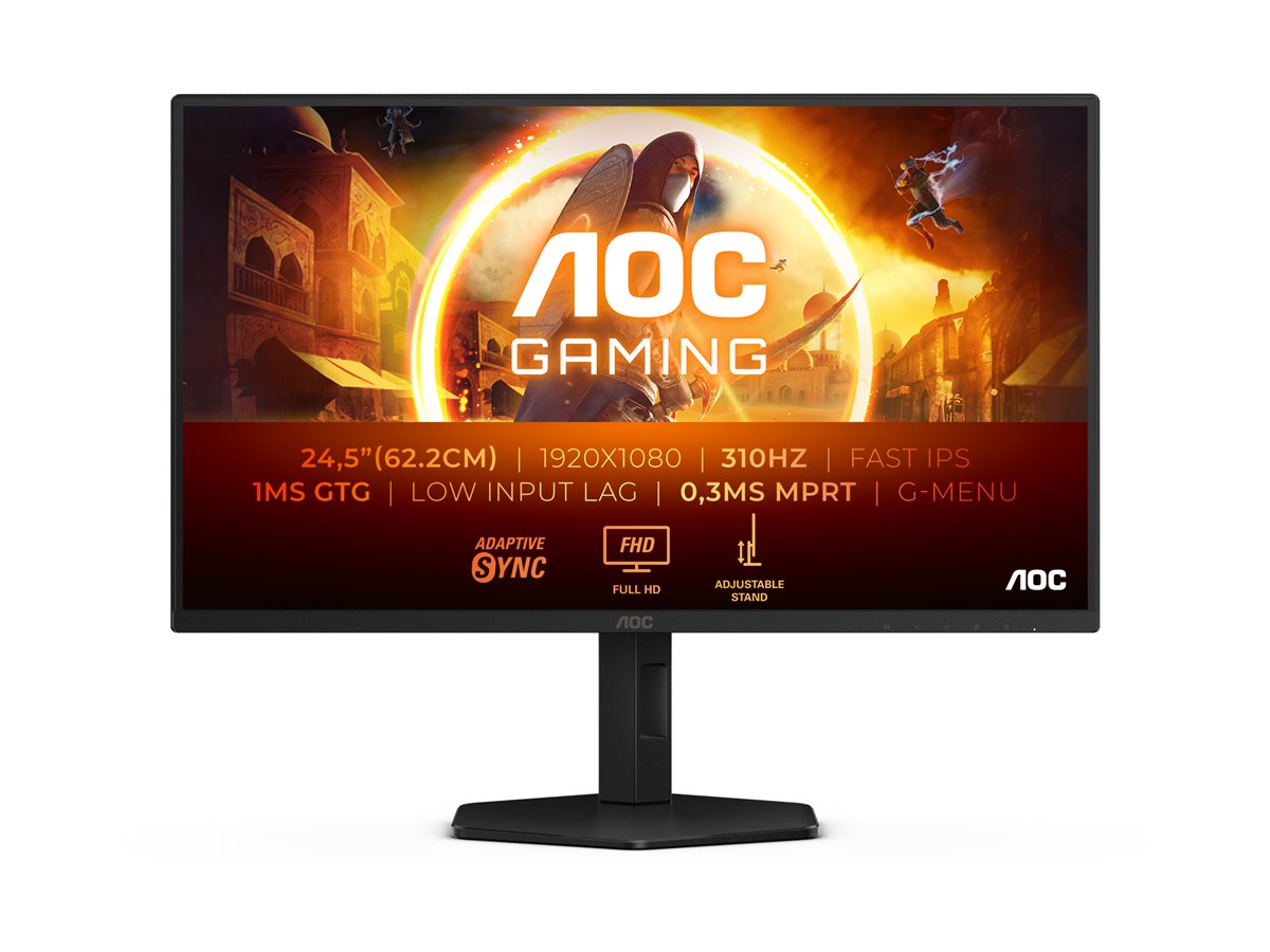 AOC Gaming 25G4SXU - LED-Monitor - Gaming - 63.5 cm (25")(24.5" sichtbar) - 1920 x 1080 Full HD (1080p) @ 310 Hz - Fast IPS - 400 cd/m² - 1000:1 - DisplayHDR 400 - 0.3 ms - 2xHDMI - DisplayPort - Grau