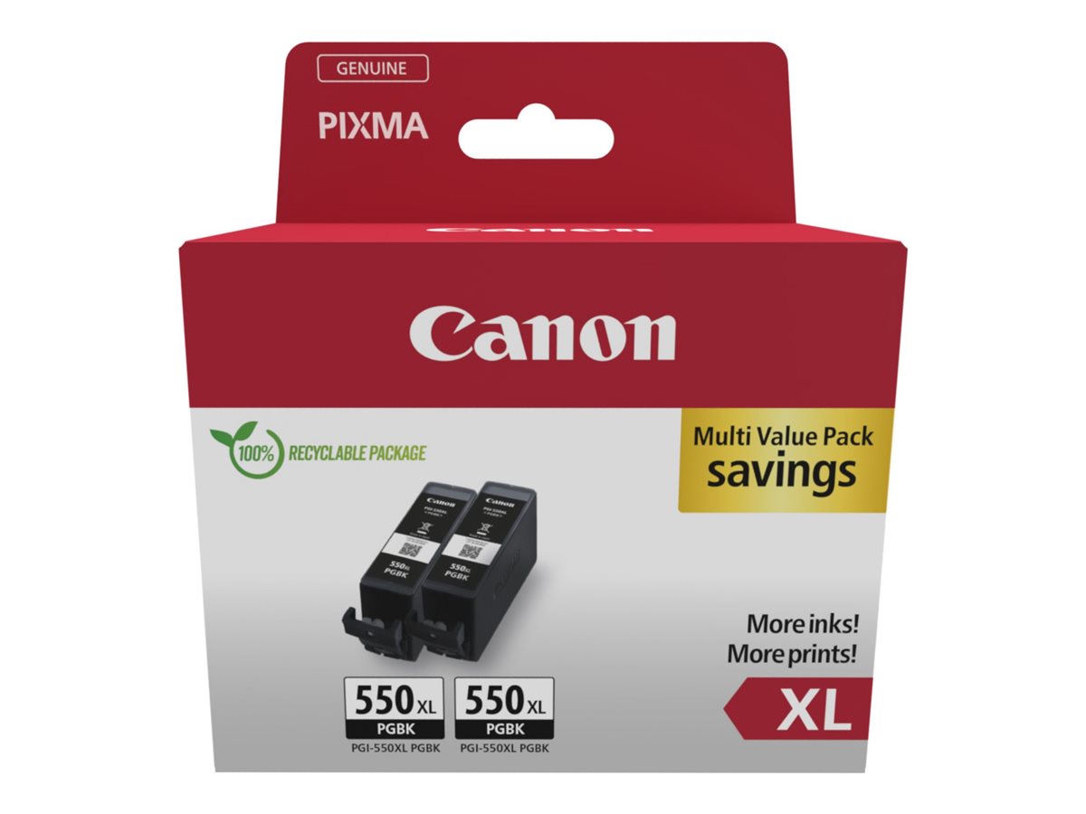 Canon PGI-550PGBK XL Twin pack - 2er-Pack - 15ml - Hohe Ergiebigkeit - Schwarz - original - hängende Box - Tintenbehälter - für PIXMA iP8750 - iX6850 - MG5550 - MG5650 - MG6450 - MG6650 - MG7150 - MG7