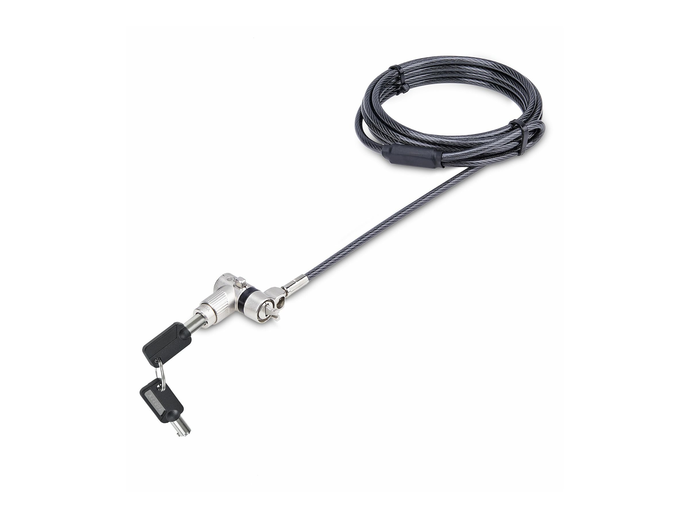 StarTech.com 3-in-1 Laptop Lock Compatible w/NobleWedge/Nano/K-Slot - Sicherheitskabelschloss - schwarz & silber - 2 m - TAA-konform