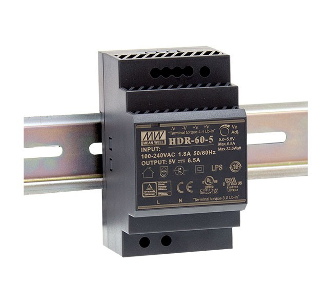 Meanwell MEAN WELL HDR-60-24, 60 W, 85 - 264 V, Überspannung, Überlastschutz, Kurzschluß, Edelstahl, -30 - 70 °C, UL60950-1, UL508, TUV EN61558-2-16, IEC60950-1 approved; Design refer to EN50178, TUV