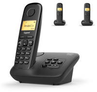 Gigaset A270A, Analoges/DECT-Telefon, Kabelloses Mobilteil, Freisprecheinrichtung, 80 Eintragungen, Anrufer-Identifikation, Schwarz1x Basisstation Gigaset A270A - 3x Mobilteil Gigaset A270H  - 3.81 cm