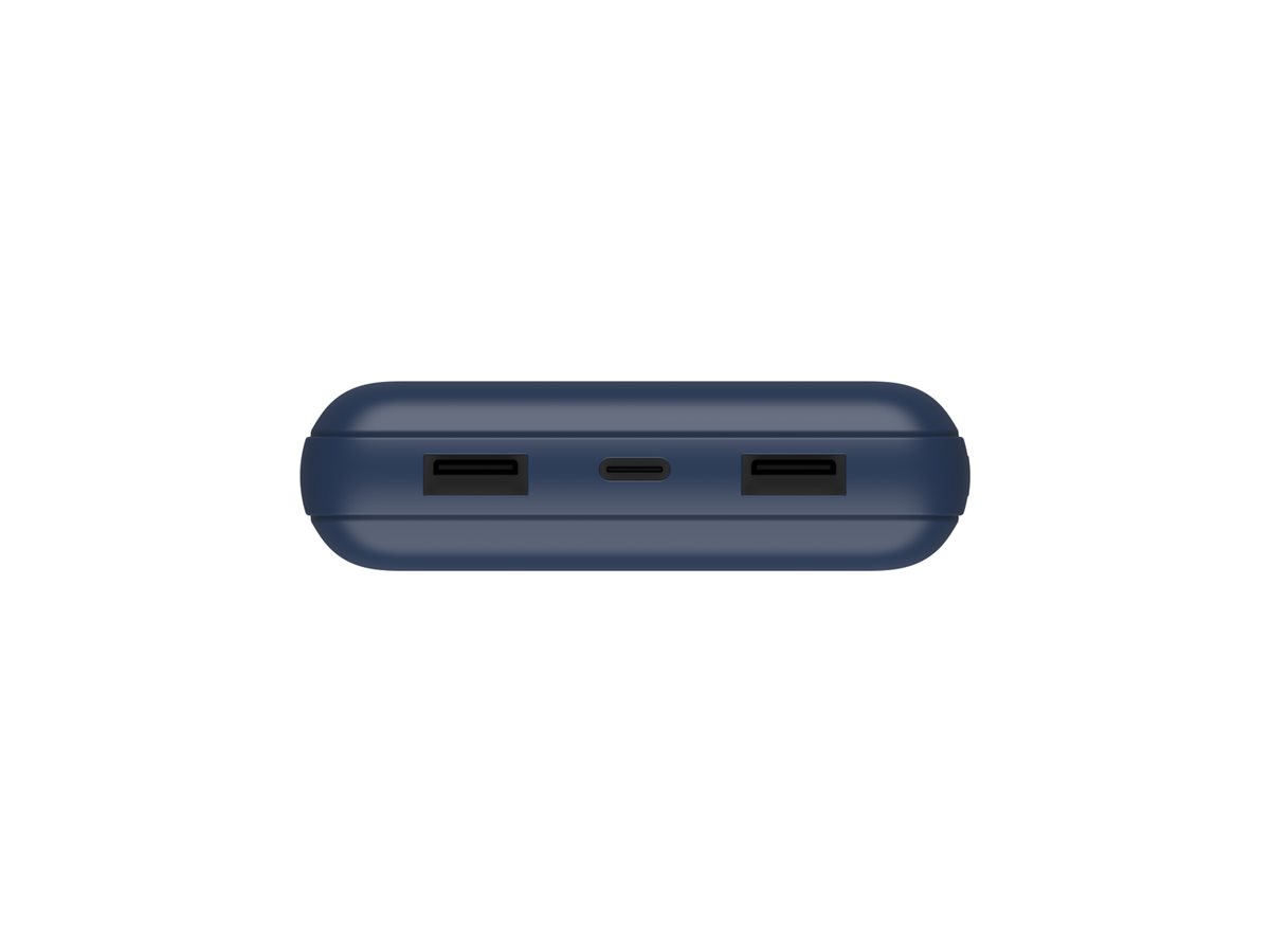 Belkin BoostCharge - Powerbank - 20000 mAh - 15 Watt - 3 Ausgabeanschlussstellen (USB, USB-C)auf Kabel: USB-C - Blau