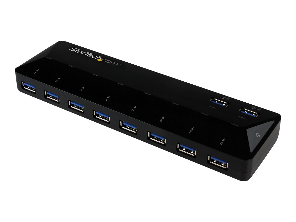 StarTech.com Startech 10 Port USB 3.0 Hub mit Lade- und SyncPort - 2 x 1,5A Ports - Desktop Hub und Schnelllade Station - USB-Umschalter für die gemeinsame Nutzung von Peripheriegeräten - 10 x SuperSp