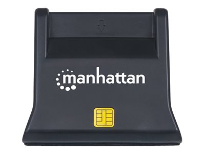 Manhattan USB-A Smart/SIM Card Reader, 480 Mbps (USB 2.0)Desktop Standing - Friction Type compatible - Hi-Speed USB - Cable 86cm - Black -  - Blister - SmartCard-Leser - USB 2.0