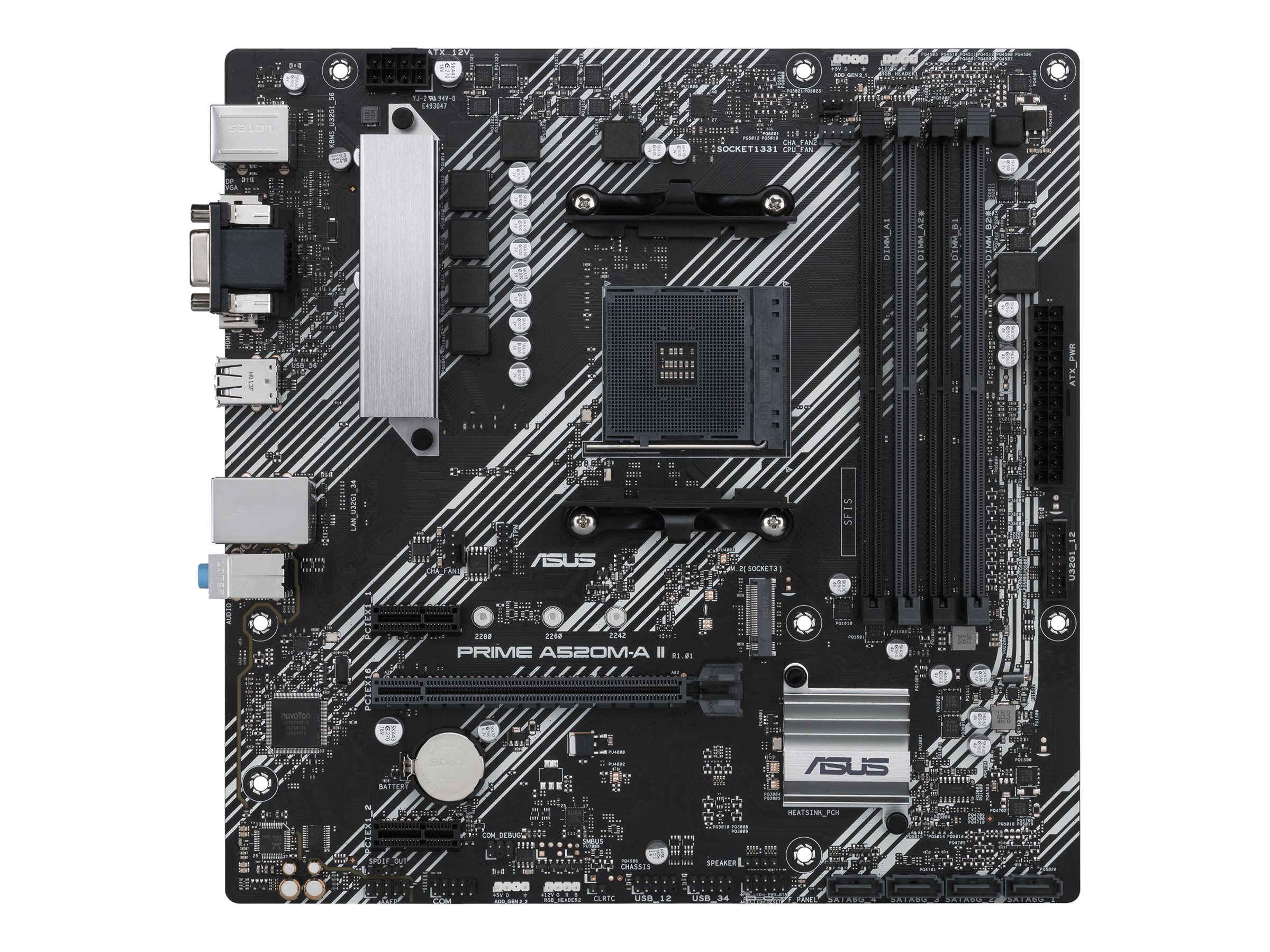 ASUS PRIME A520M-A II/CSM - Motherboard - micro ATX - Socket AM4 - AMD A520 Chipsatz - USB 3.2 Gen 1 - Gigabit LAN - Onboard-Grafik (CPU erforderlich)HD Audio (8-Kanal)