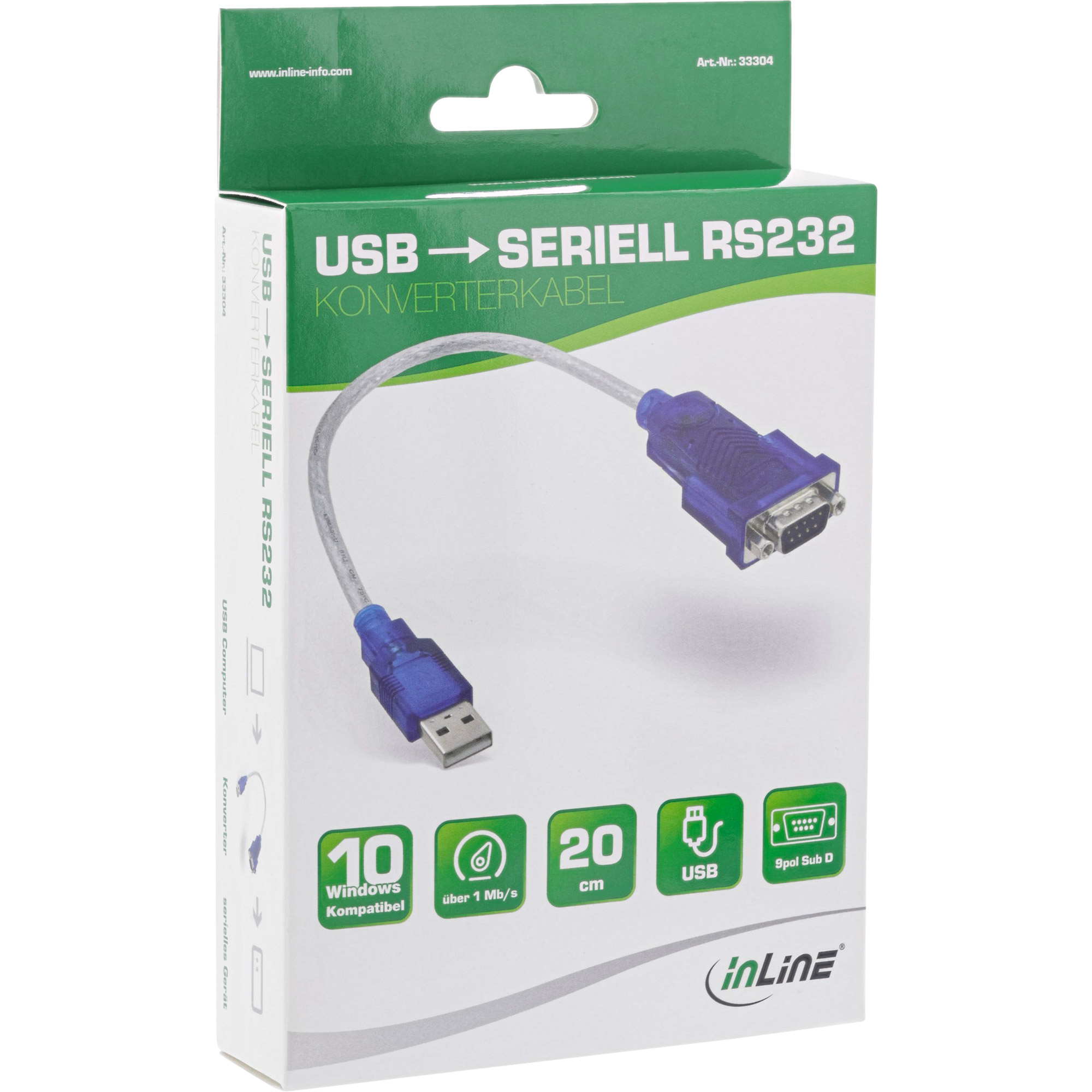 InLine USB zu Seriell Adapterkabel - Stecker A an 9pol Sub D SteckerUSB - RS-232
