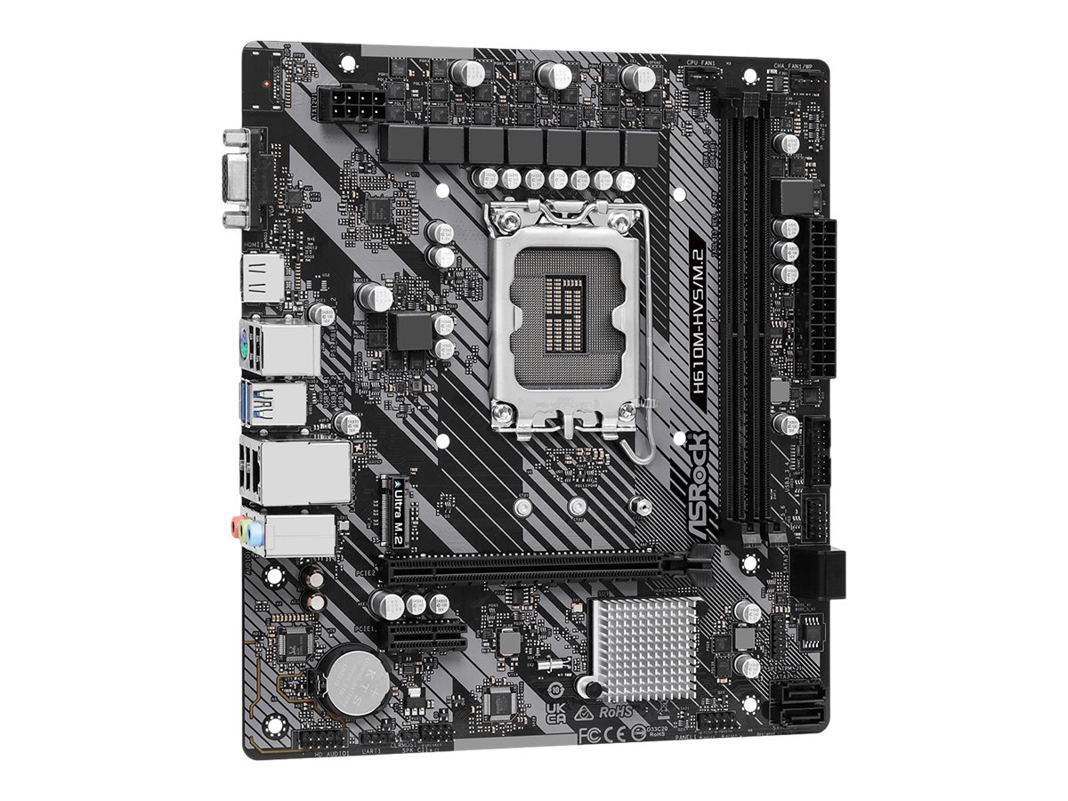 ASRock H610M-HVS/M.2 R2.0 - Motherboard - micro ATX - LGA1700 Sockel - H610 Chipsatz - USB 3.2 Gen 1 - Gigabit LAN - Onboard-Grafik (CPU erforderlich)HD Audio (8-Kanal)