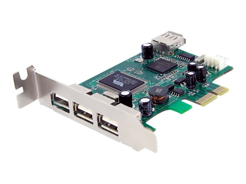 StarTech.com 4 Port USB 2.0 HighSpeed PCI Express Low Profile Schnittstellenkarte - 1 x USB 2.0 intern (Buchse)3 x USB extern (Buchse) - USB-Adapter - PCI Express x1 Low-Profile - USB - USB 2.0 - 4 An