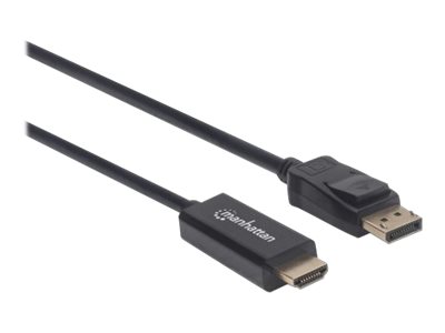 IC Intracom Manhattan DisplayPort 1.2 to HDMI Cable, 4K@60Hz1.8m - Male to Male - DP With Latch - Black - Not Bi-Directional -  - Polybag - Adapterkabel - DisplayPort männlich eingerastet zu HDMI männ