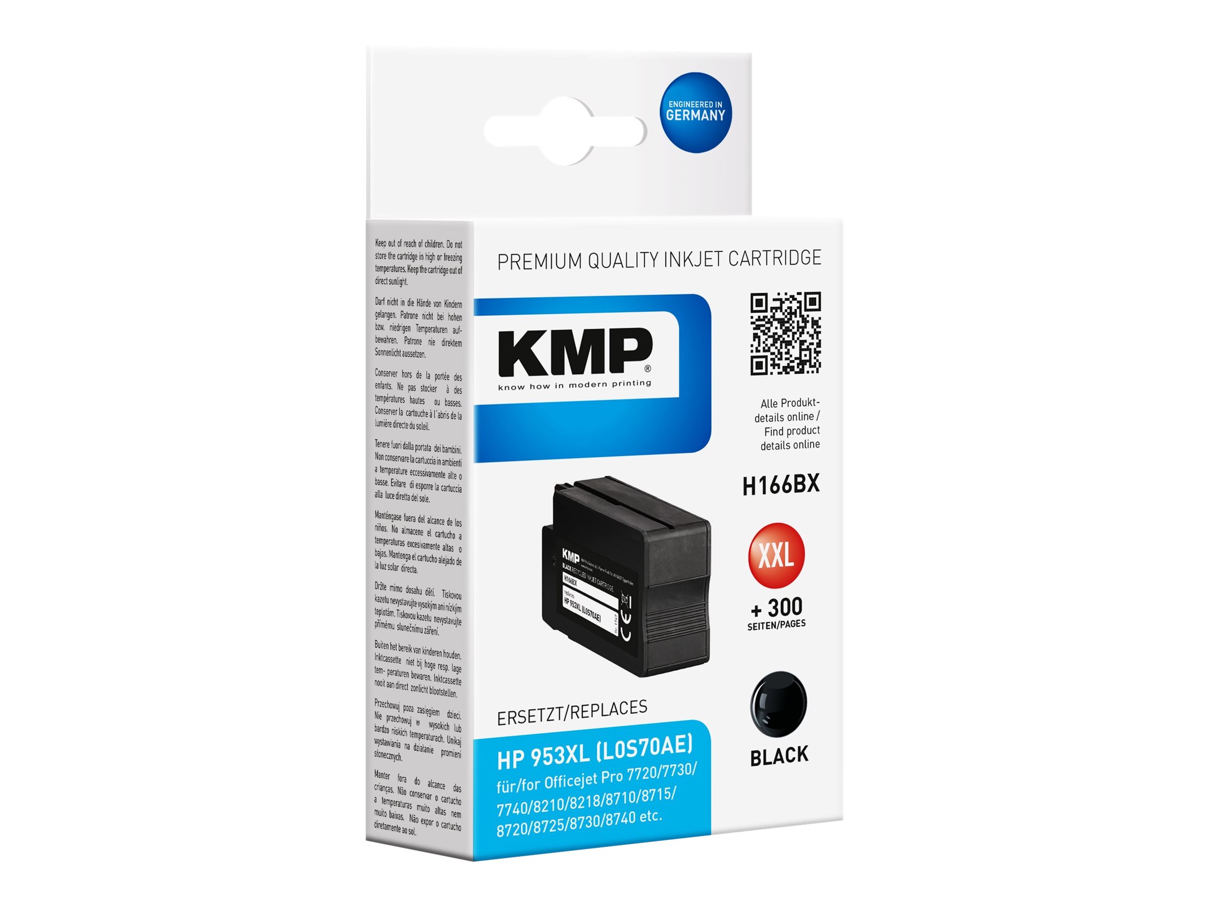KMP H166BX - 55 ml - Hohe Ergiebigkeit - Schwarz - kompatibel - Tintenpatrone (Alternative zu: HP 953XL, HP L0S70AE)für HP Officejet Pro 7740 - 8210 - 8216 - 8218 - 8710 - 8720 - 8730 - 8740