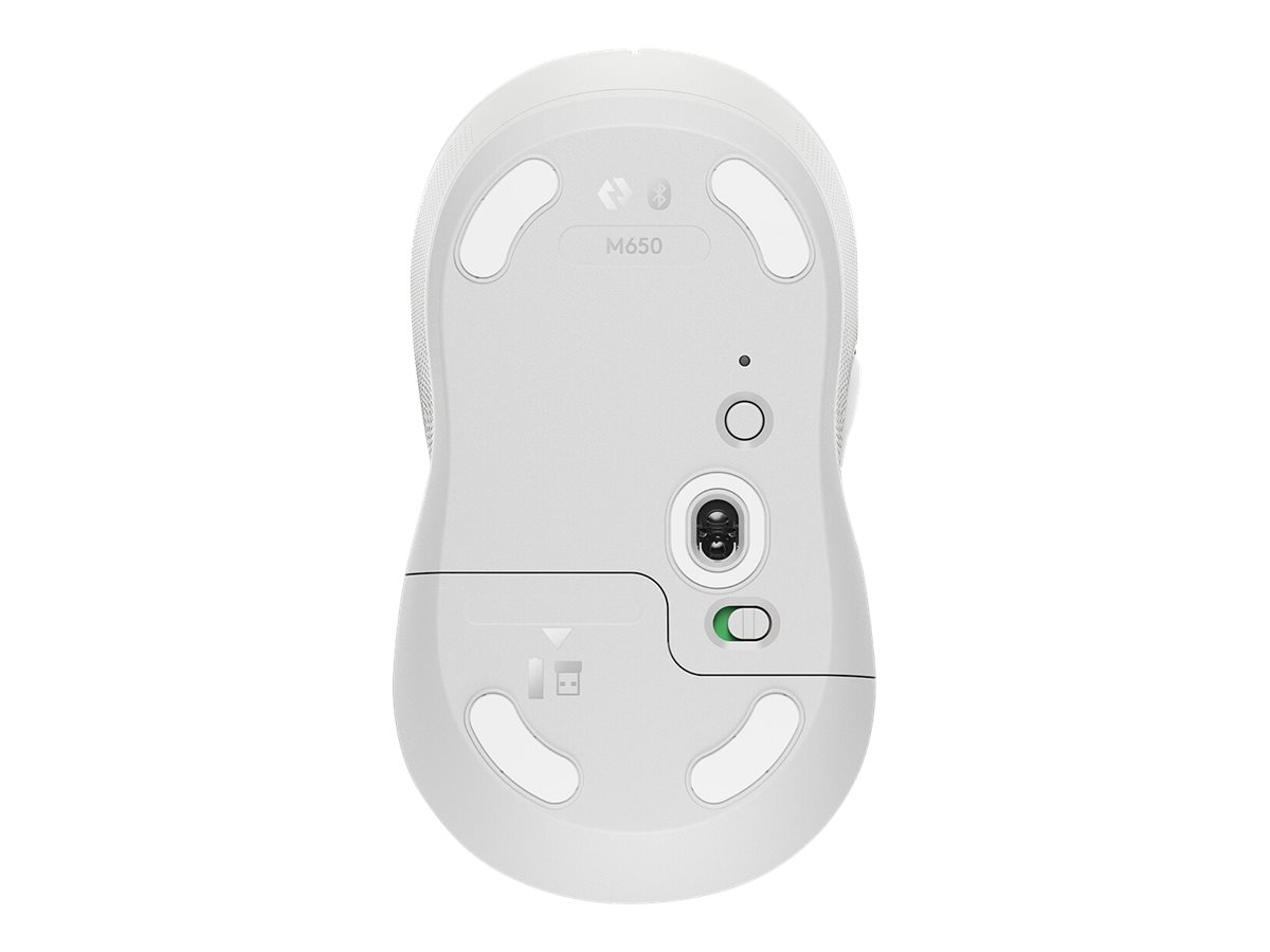Logitech Signature M650 Large - Maus - großeGröße - optisch - 5 Tasten - kabellos - 2.4 GHz - Bluetooth - Logitech Logi Bolt USB-Empfänger - Off-White