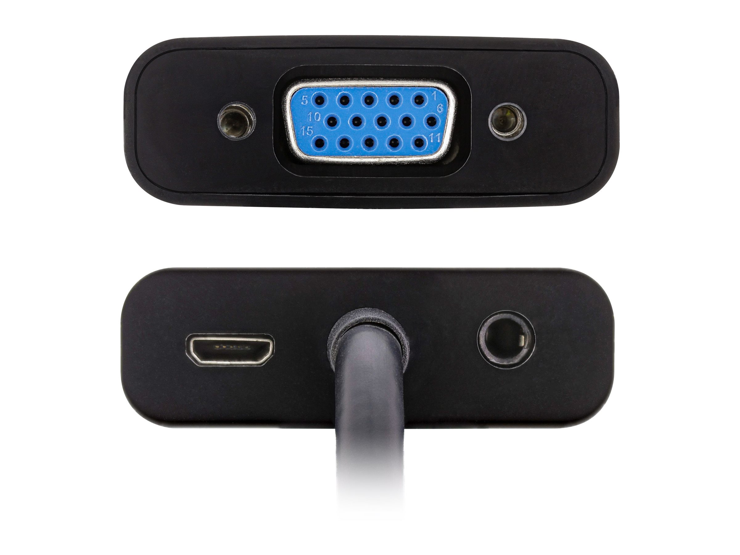 InLine Konverter Kabel HDMI zu VGA - mit Audiomini-phone stereo 3.5 mm - Micro-USB Typ B weiblich - 10 cm - Schwarz - 1080p-Unterstützung - 1920 x 1080 bei 60 Hz Unterstützung