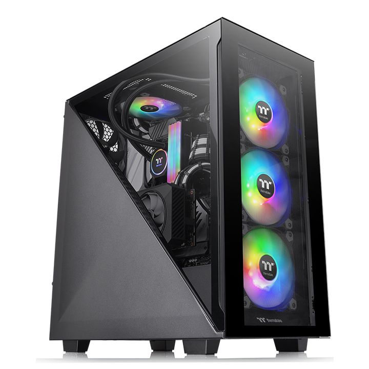 Thermaltake Divider 300 TG - Tempered Glass Edition - Tower - ATX - Seitenteil mit Fenster (gehärtetes Glas)keine Spannungsversorgung (PS/2) - Schwarz - USB/Audio