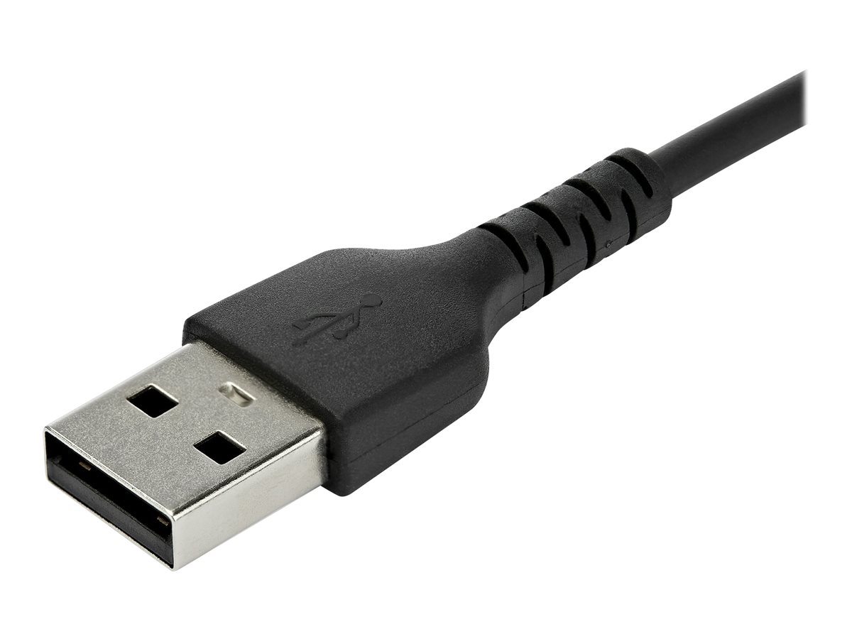 StarTech.com StarTech 2m USB-A auf USB-C Ladekabel - Dauerhaftes USB 2.0 auf USB Typ-C Datenübertragungs- und Schnellladekabel - Robuster TPE-Mantel Aramidfaser, M/M, 3A - Schwarz (RUSB2AC2MB)USB-Kabe