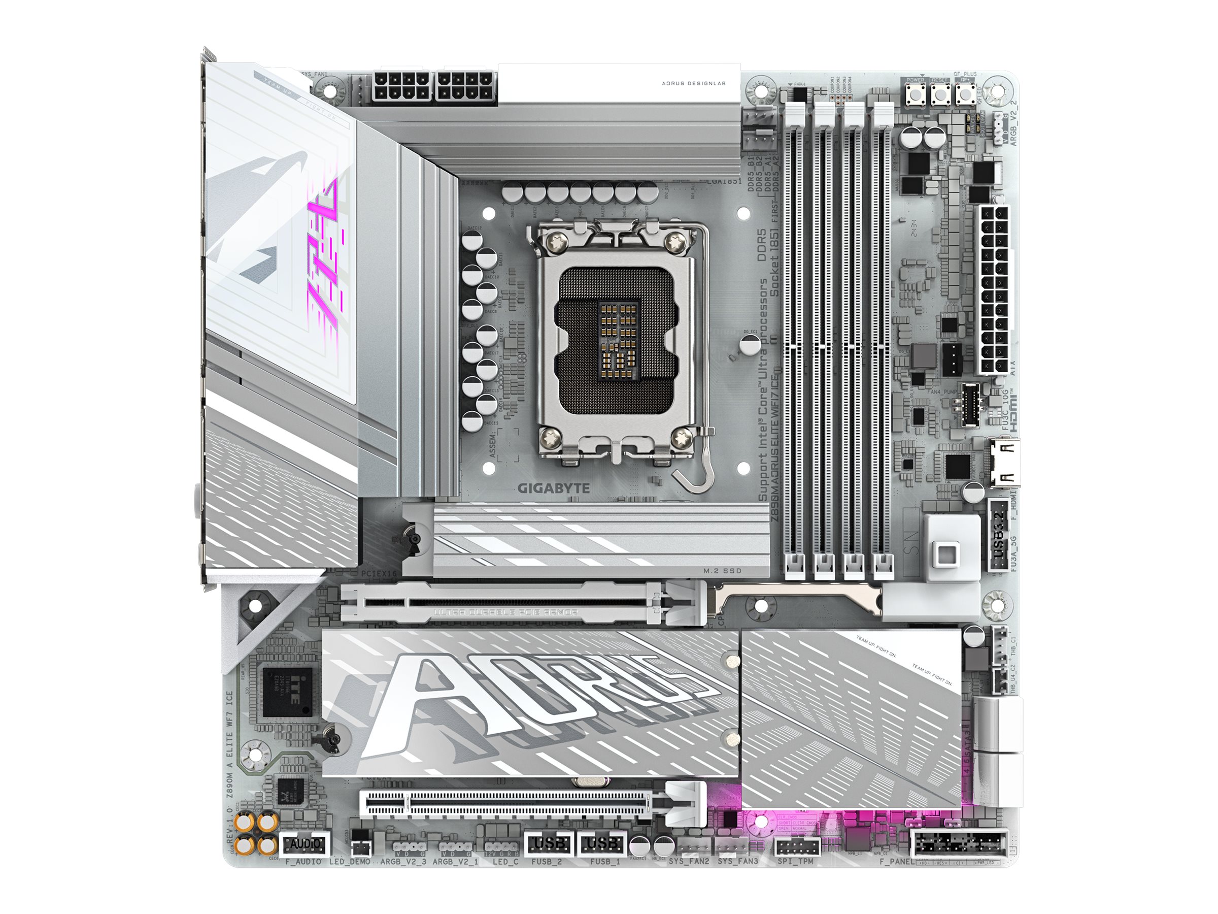 Gigabyte AORUS Z890M ELITE WIFI7 ICE - Motherboard - micro ATX - LGA1851 Sockel - Z890 Chipsatz - USB4, USB-C 3.2 Gen2, USB 3.2 Gen 2, USB 3.2 Gen 1 - 2.5 Gigabit LAN, Wi-Fi 7, Bluetooth - Onboard-Gra