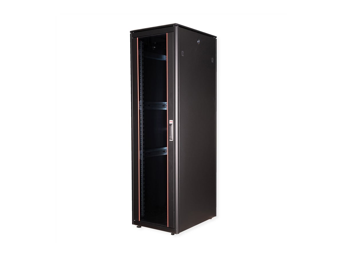ROLINE Pro - Schrank Netzwerkschrank - mit Glastür, 600 x 800 mm (B x T)RAL 9005 - Jet Black - 47U - 48.3 cm (19")