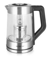 Emerio WK-122730, 1,7 l, 2200 W, Schwarz, Silber, Transparent, Glas, Edelstahl, Regelbare Temperatur, Wasserstandsanzeige