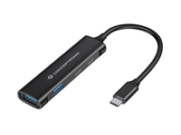 Conceptronic HUBBIES 4-Port-USB 3.0-Hub, USB-C-Anschluss, USB 3.2 Gen 1 (3.1 Gen 1) Type-C, 5000 Mbit/s, Schwarz, Aluminium, 0,15 m, USBHUBBIES 4-Port-USB 3.0-Hub - USB-C-Anschluss