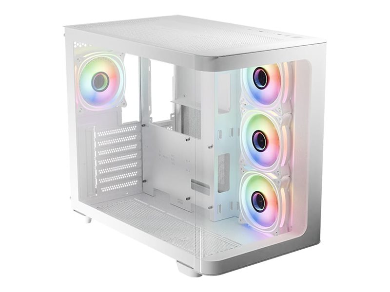 LC-Power Gaming 8001W Pro-Storm Light - Mid tower Gaming - ATX - Seitenteil mit Fenster (gehärtetes Glas)keine Spannungsversorgung - weiß - USB/Audio