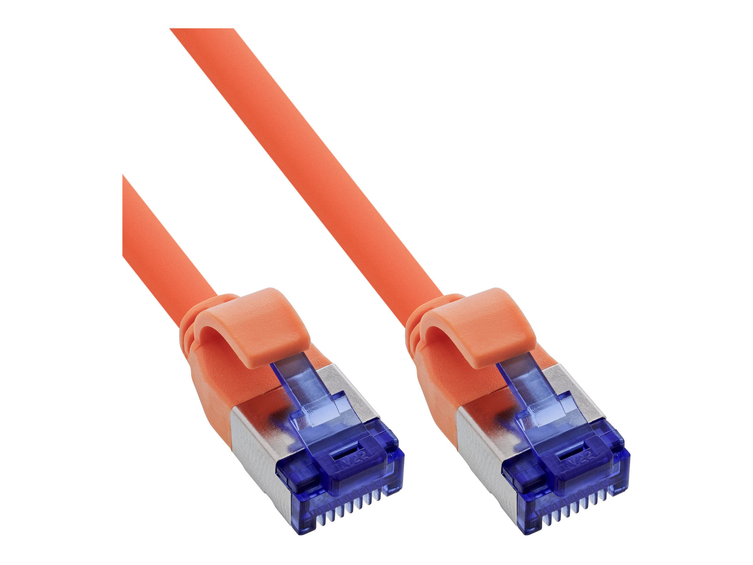 InLine Patchkabel Slim - Cat.6A - S/FTP - TPE (LSZH) flexibel - PoE - orange - 0,5m 50 cm - 4.1 mm - S/FTP - PiMF - CAT 6a - IEEE 802.3bt - halogenfrei - ohne Haken - schmal - flexibel - orange
