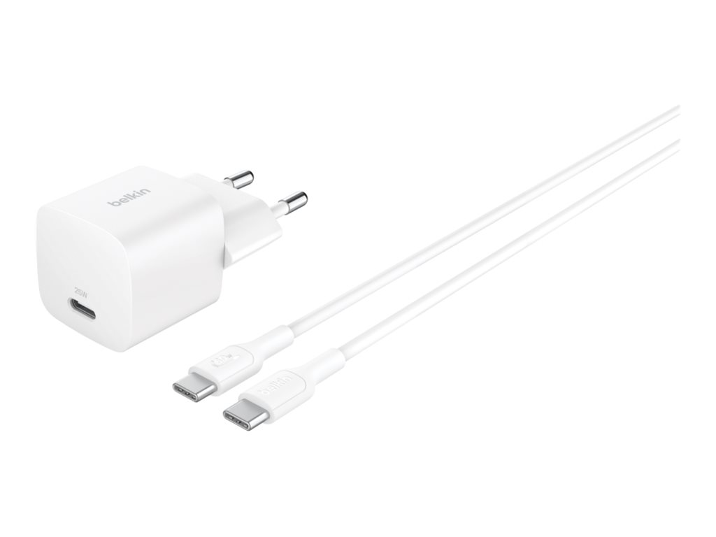 Belkin BoostCharge - Netzteil - PPS-Technologie - 25 Watt - PD 3.1/PPS, Fast Charge (USB-C)auf Kabel: USB-C - mit USB-C-Kabel (1 m)