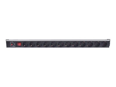 Intellinet Vertical Rackmount 12-Way Power Strip - German Type, With On/Off Switch and Overload Protection, 1.6m Power Cord - Steckdosenleiste (Rack - einbaufähig)Wechselstrom 250 V - Eingabe - Eingan