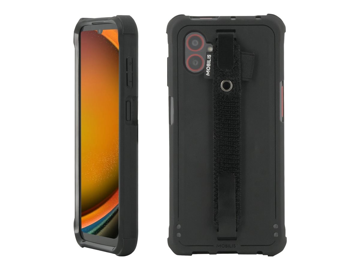 Mobilis PROTECH - Hintere Abdeckung für Mobiltelefonwiderstandsfähig - mit Handgurt - Schwarz - für Samsung Galaxy XCover7 Pro