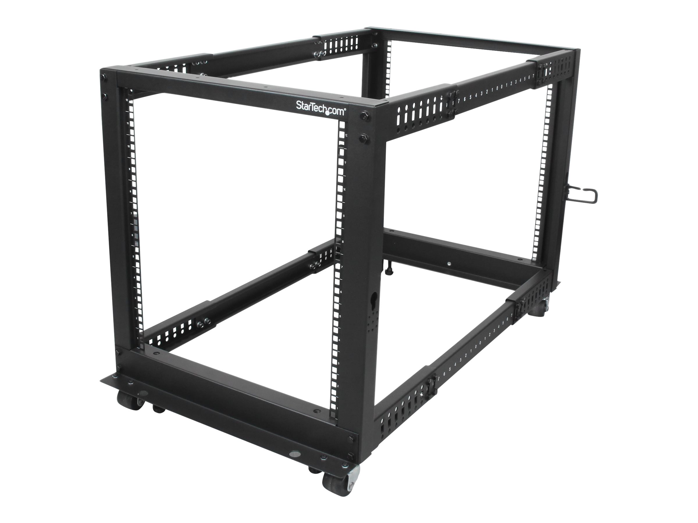 StarTech.com 12HE 4 Pfosten Open Frame Server Rack tiefenverstellbar mit Rollen / Nivellierfüße und Kabelverwaltung - Dell PowerEdge HP ProLiant ThinkServer (4POSTRACK12U)Schrank offener Rahmen - Schw