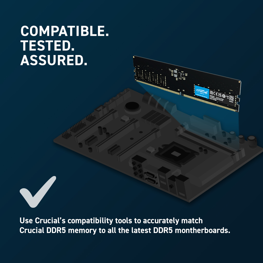 Crucial DDR5 - Kit - 32 GB: 2 x 16 GB - DIMM288-PIN - 4800 MT/s / PC5-38400 - CL40 - 1.1 V - ungepuffert - non-ECC