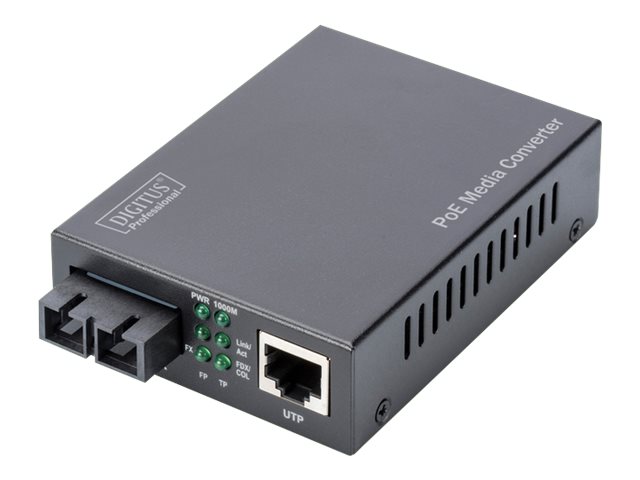 DIGITUS Gigabit PoE Medienkonverter, RJ45 / SC, MM, PSE1GbE - 10Base-T - 1000Base-SX - 100Base-TX - 1000Base-T - RJ-45 / SC multi-mode - bis zu 500 m - 850 nm