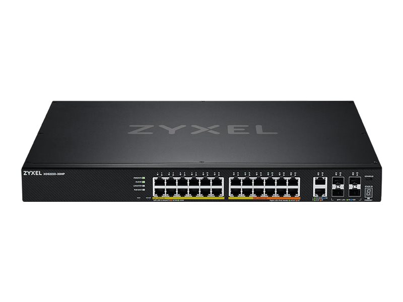 ZyXEL XGS2220 Series XGS2220-30HP - Switch - 24-Port GbE L3 Access, NebulaFLEX Cloud, mit 6 10G Uplink - managed - 16 x 10/100/1000 (PoE+)+ 8 x 10/100/1000 (PoE++) + 2 x 1/2.5/5/10 (PoE++) + 4 x 10 Gi