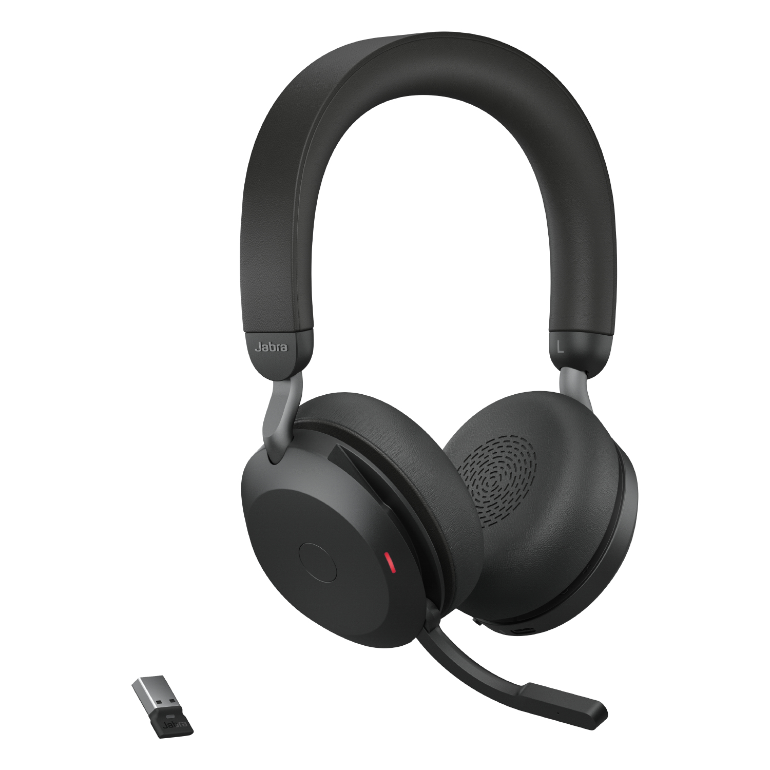 Jabra Evolve2 75 - Headset - On-Ear - Bluetoothkabellos - aktive Rauschunterdrückung - USB-A - Geräuschisolierung - Schwarz - mit Ladestation - Optimiert für UC