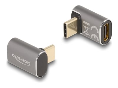 Delock USB-Adapter - USB-C (M) gewinkelt zu USB-C (W)USB 3.2 / Thunderbolt 3 / DisplayPort 1.4 - 20 V - 5 A - Power Delivery 3.0 Unterstützung - USB-Stromversorgung (100 W) - bis zu 40 Gbps Datenübert
