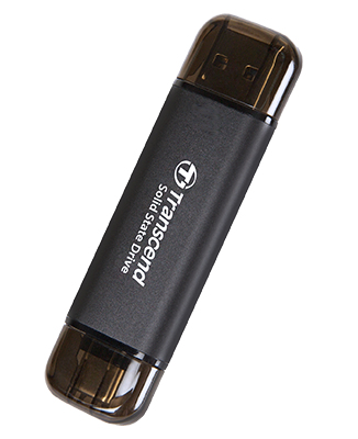 Transcend ESD310C - SSD - 512 GB - extern (tragbar)USB 3.2 Gen 2x1 (USB-C Steckverbinder) - Schwarz