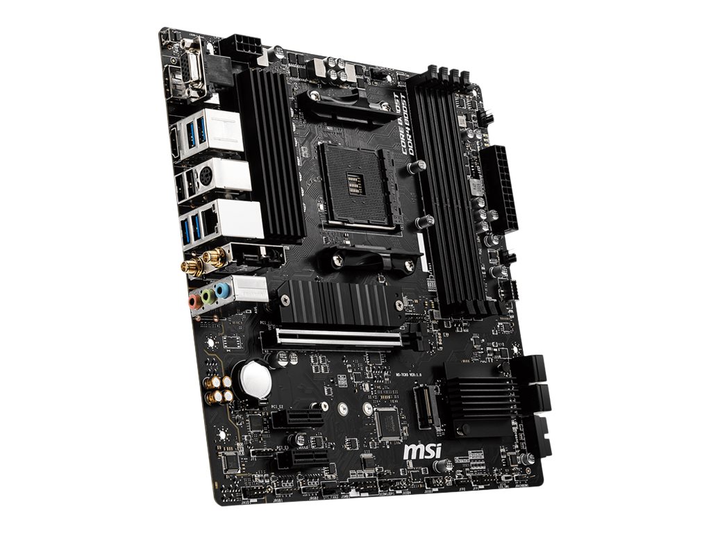 MSI B550M PRO-VDH WIFI, AMD, Sockel AM4, AMD Ryzen 3000 Series, Sockel AM4, DDR4-SDRAM, 128 GB AMD B550 - AM4 - 4x Dimm  - 1x PCI-E x16 - 2x PCI-E -  - HDMI - Display Port - RTL 8111HN LAN - SATA/ATA