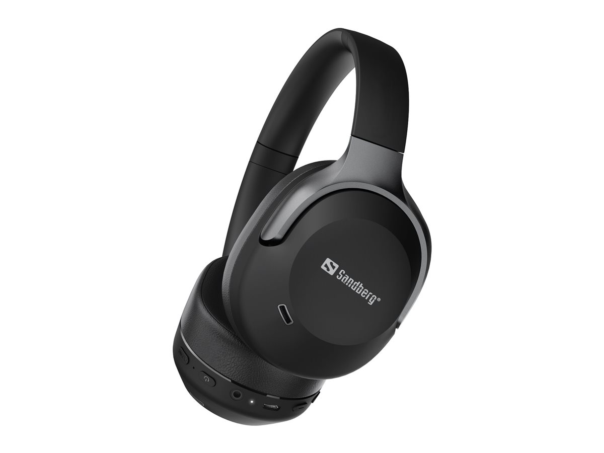 SANDBERG Kopfhörer mit Mikrofon - ohrumschließendBluetooth - kabellos - kabelgebunden - aktive Rauschunterdrückung - 3,5 mm Stecker