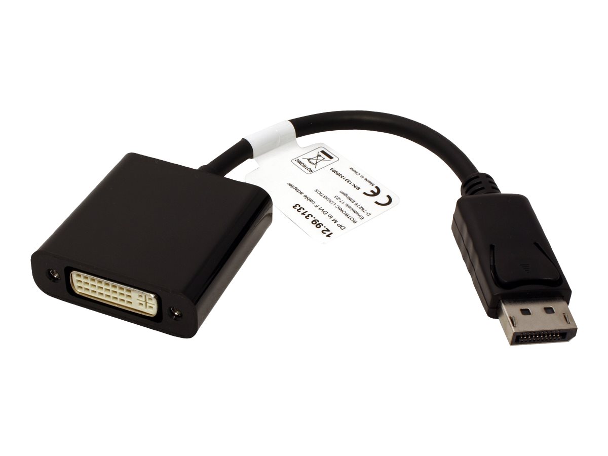 VALUE Display-Adapter - Dual Link - DisplayPort (M)zu DVI-D (W) - 15 cm - geformt - passiv - Schwarz