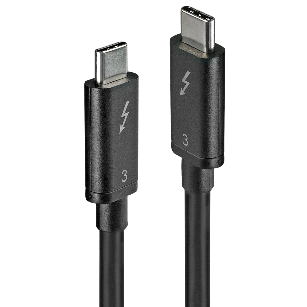 Lindy Thunderbolt-Kabel - USB-C (M) zu USB-C (M)USB 3.1 Gen 2 / Thunderbolt 3 / DisplayPort 1.2 - 50 cm - umkehrbare Stecker - 4K Unterstützung - Schwarz